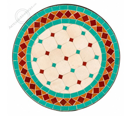 Zellige mosaic table 40 cm green and brown