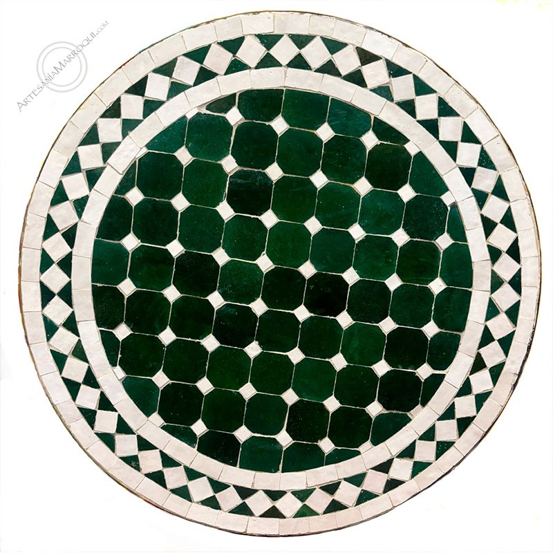 Mesas mosaicoMesa mosaico 60 cm verde y blanco