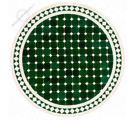 Table mosaïque 80 cm blanche et verte 2