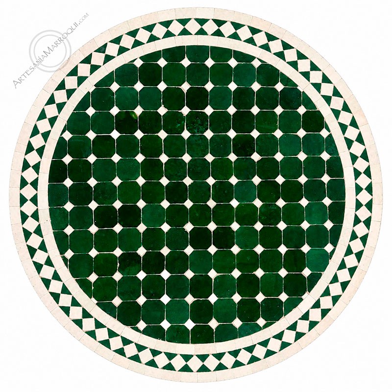 Mesas mosaicoMesa mosaico 80 cm blanco y verde 2