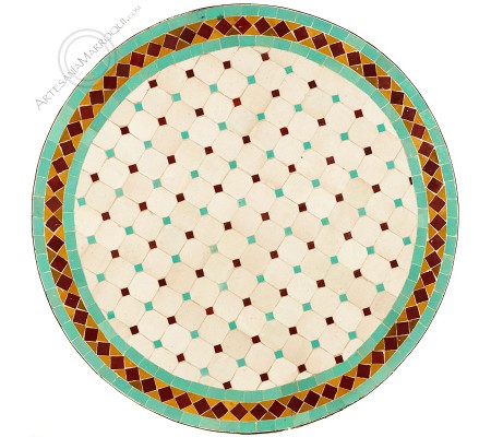 Zellige mosaic table 80 cm green and brown
