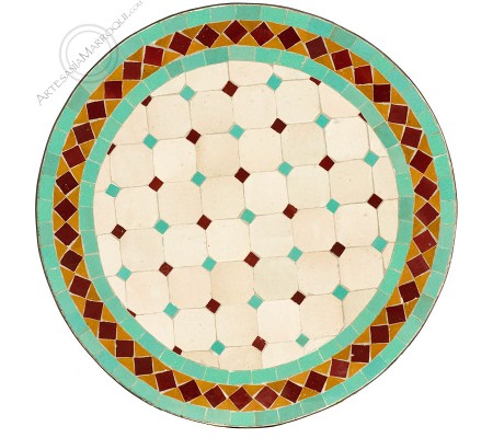 Table mosaïque Zellige 50 cm vert et marron