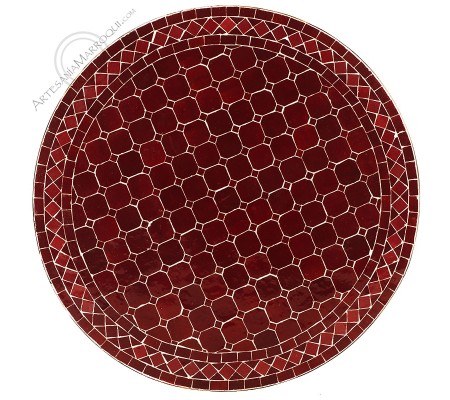 Table mosaïque 80 cm bordeaux