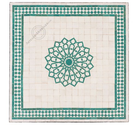 Mesa mosaico 100x100cm estrella turquesa y blanco