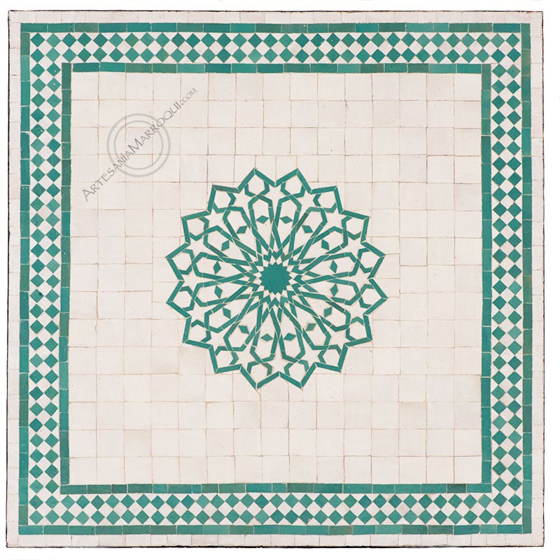 Mesas mosaicoMesa mosaico 100x100cm estrella turquesa y blanco