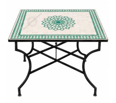 Mesas mosaicoMesa mosaico 100x100cm estrella turquesa y blanco