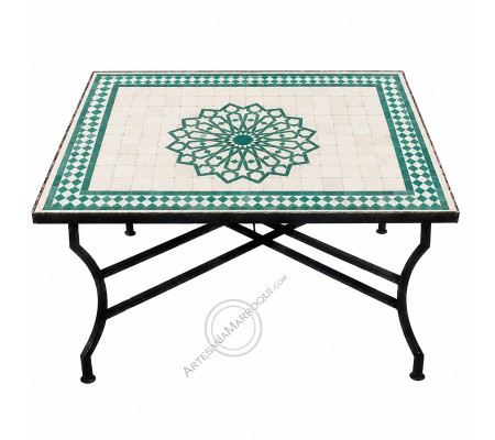 Mesas mosaicoMesa mosaico 100x100cm estrella turquesa y blanco