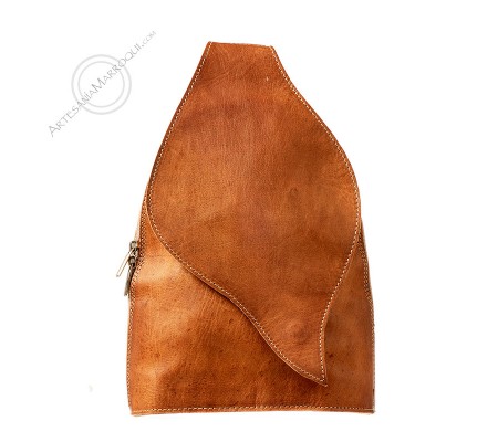 Leather backpack with flap closure