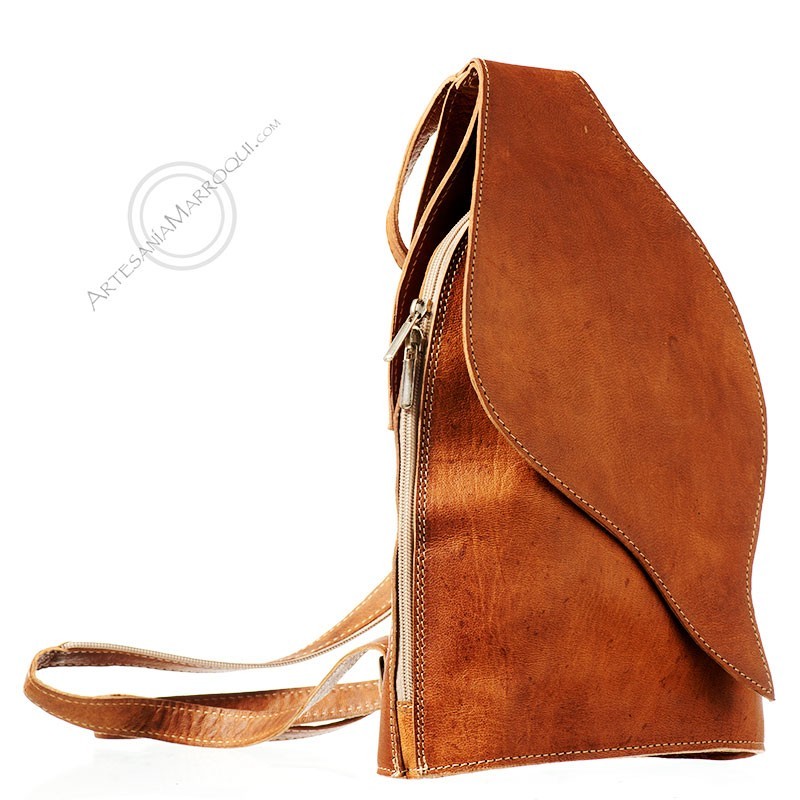 Leather backpack with flap closure