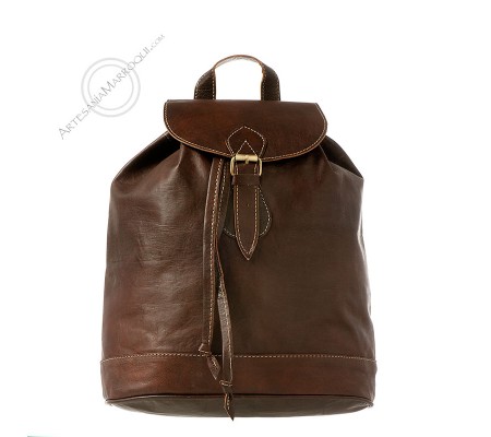 Dark Leather backpack without pockets