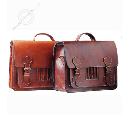 Leather briefcase with pencil holder