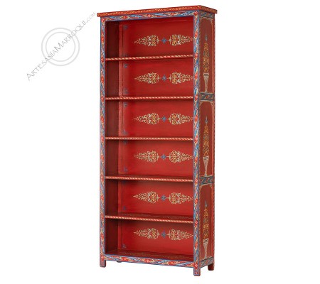 Red bookcase 200 cm
