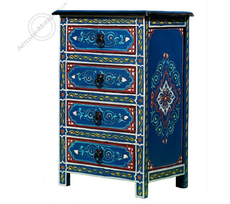 Table à tiroirs bleu foncé
