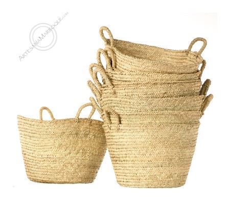 Large palm basket with handles