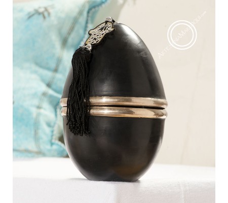 Black Tadelakt Egg Hand of Fatima