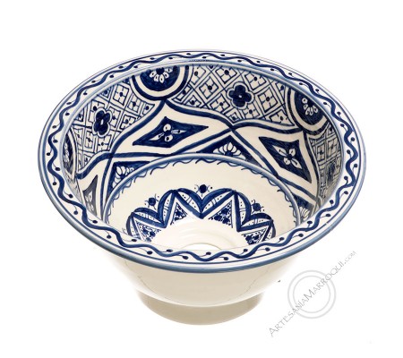 Lavabo céramique arabe 30 cm bleu