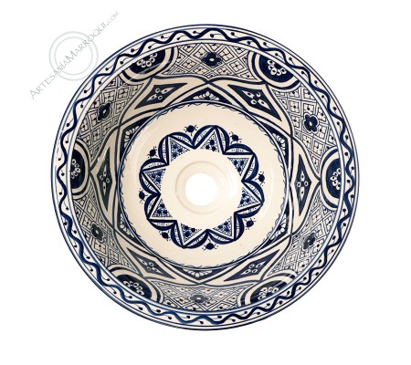 Lavabo en céramique arabe  40 cm bleu