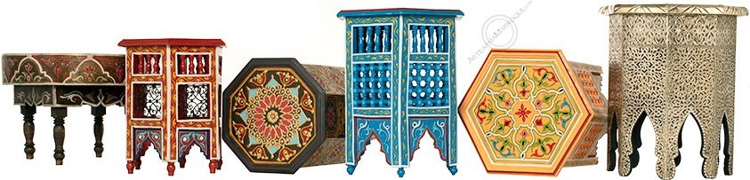 Mesas octogonales y redondas | Mesas árabes de Marruecos | Artesanía-Marroquí.com